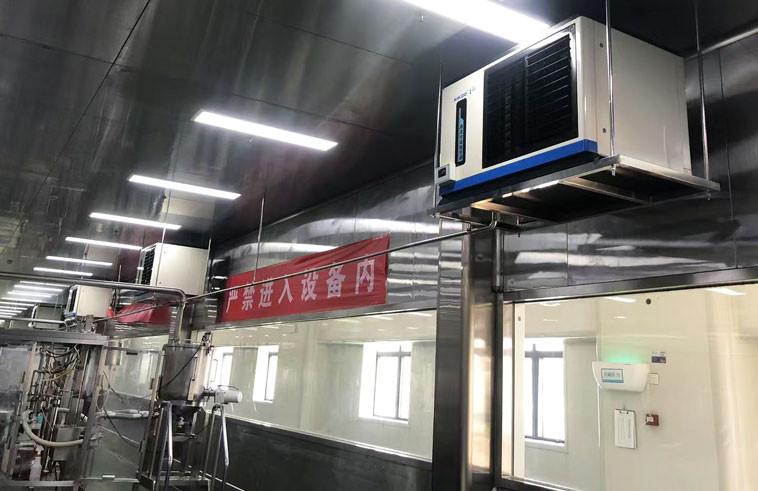 食品工廠車間，安裝蒸發冷省電空調-臥式軸流款